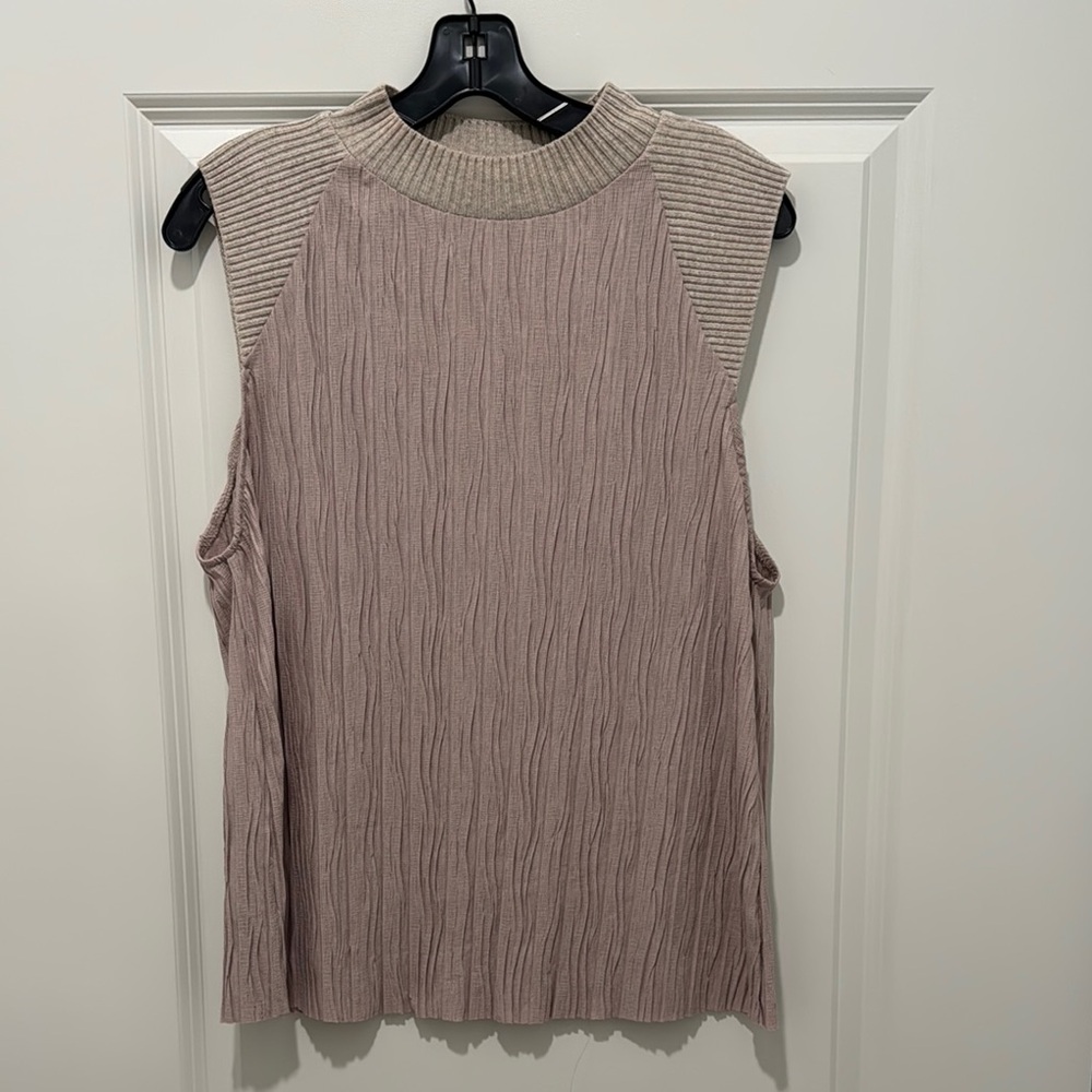 Zara Crinkle Knit Tank Top - Taupe